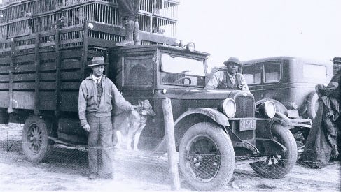 A Bennett Farm truck prepares to haul goods to a farmers market in the 1930s.