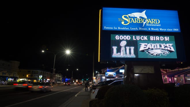 The Starboard sign in Dewey Beach supporting the Philadelphia Eagles in Super Bowl LLI.