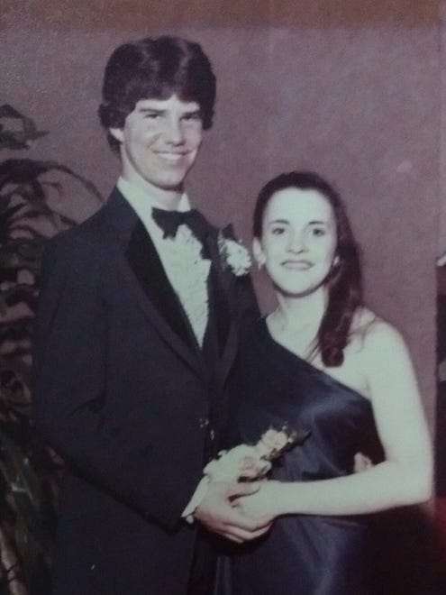 Anita Hunter with Doug Hollett at the McKean Senior Prom in 1980. The two haven't been in touch since they graduated.