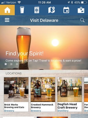 The home page of the new Delaware On Tap app, which connects craft beer fans with breweries and their brews.