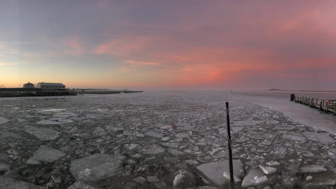 The icy waters surrounding Tangier Island.