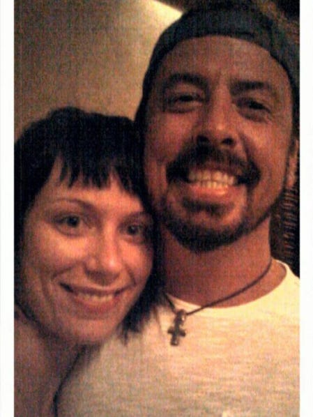 Foo Fighters fan Jennifer Benzakin with Dave Grohl at Starbucks on Rehoboth Avenue in 2012.