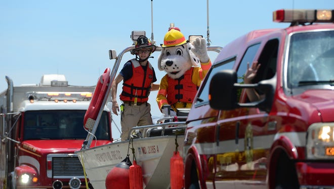 Sparky the Dog joins Ocean City Volunteer Fire Company during the 2017 Maryland Fireman Association Parade held in Ocean City on Wednesday, June 21, 2017.