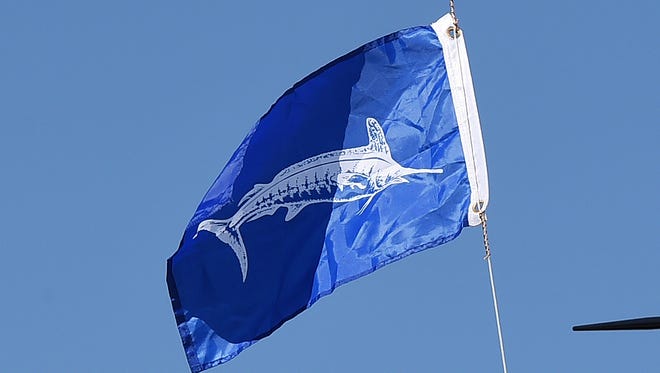 The White Marlin Flag flies as Day 3 of the 44th Annual White Marlin Tournament in Ocean City brought in several White Marlin for the Leader Board as 2 days of fishing remain.
Special to the Daily Times / Chuck Snyder