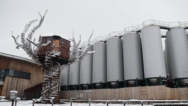 The famous Dogfish Head treehouse in Milton was hopped with snow early Saturday morning.