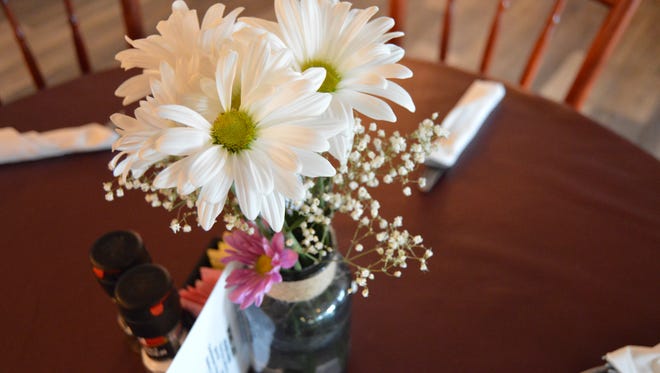 Fresh flowers on the table at Fin Alley in Fenwick.