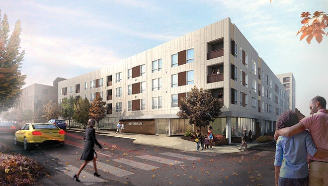 An artistic rendering of The Residences at Mid-town Park located on W. Ninth Street between Shipley and Orange streets.