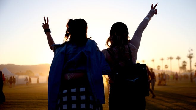 Festival-goers during the Coachella Valley Music And Arts Festival at the Empire Polo Field in April in Indio, California.