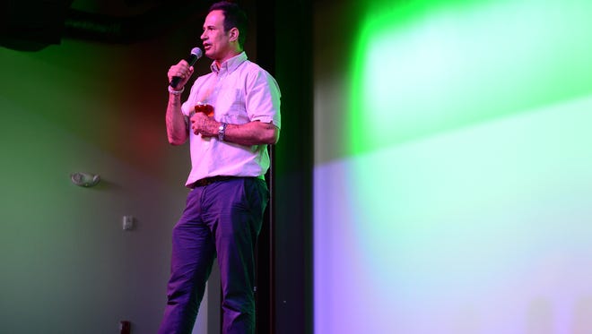 Sam Calagione, Founder, Dogfish head Brewings & Eats speaks during a sneak peak opening on Wednesday, May 17, 2017 in downtown Rehoboth Beach, DE.
