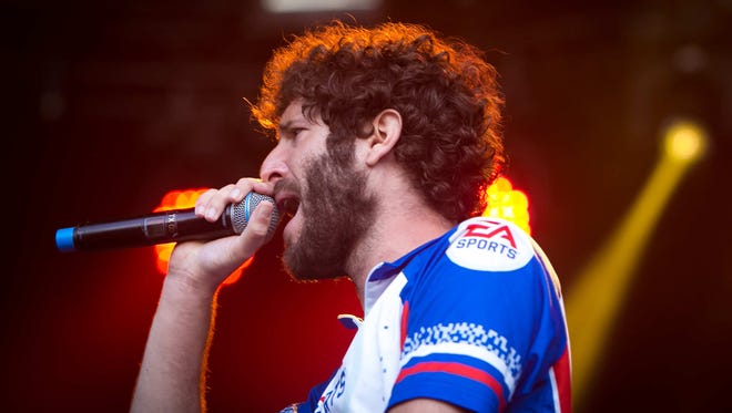 Lil Dicky performs on the Lawn Stage on day two of Firefly Music Festival Friday at The Woodlands in Dover.