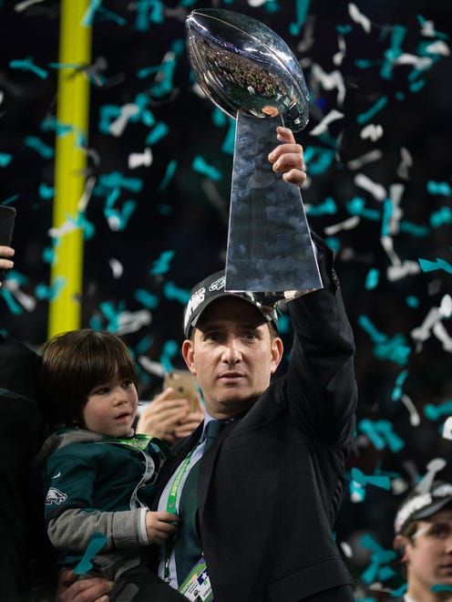 Eagles GM Howie Roseman celebrates winning Super Bowl LII Sunday at US Bank Stadium