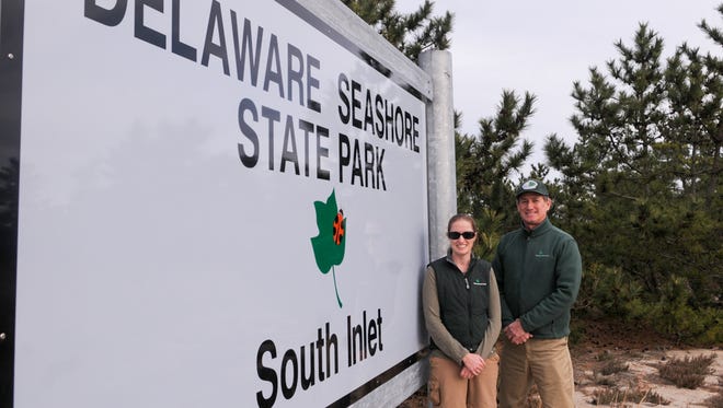 Park Superintendent Doug Long and Interpretive Programs Manger Laura Scharle of Delaware Seashore State Park.