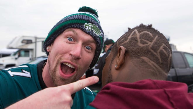 Eagles fans show their Eagles pride during tailgating.