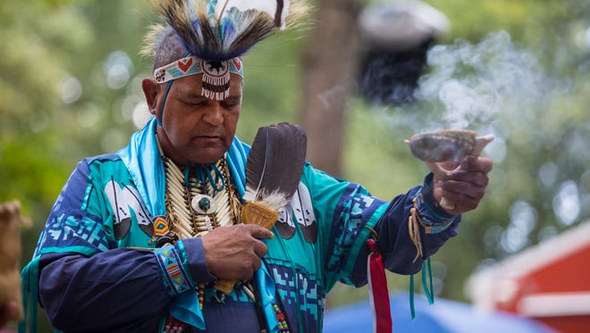 The opening ceremony before the afternoon dance session during the final during the 40th Nanticoke Powwow in Millsboro.