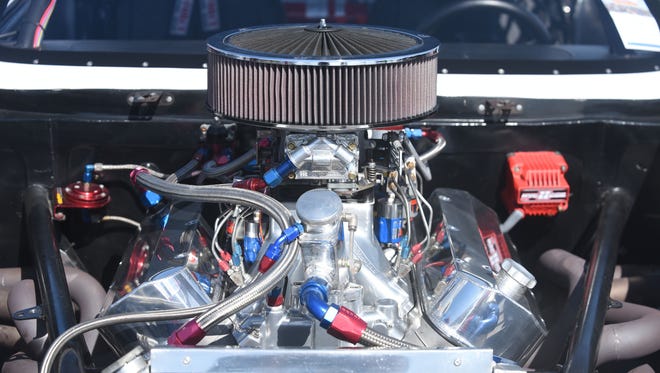 A hot rod engine during Endless Summer Cruisin' 2017 on Saturday, Oct. 7, 2017.