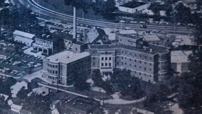 An aerial image of PRMC's old building.