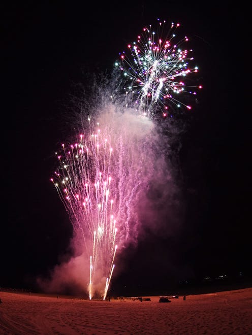 Fireworks were held in Rehoboth Beach on Sunday, July 1, on the beach with a large crowd on hand and local favorites The Funsters playing at the bandstand.