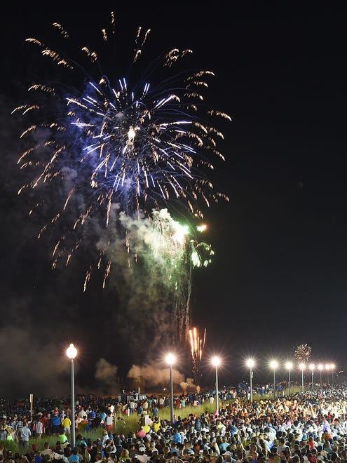 A huge crowd was on hand to listen to local band The Funsters at the Bandstand and to view the pyrotechnics as the Annual Rehoboth Beach Fireworks were shot off on Sunday Evening July 3rd from the beach.