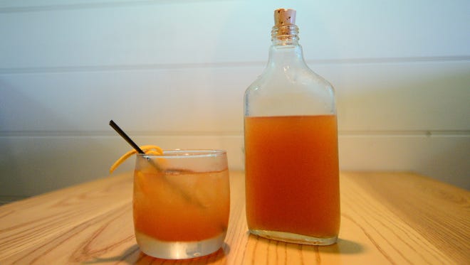 Fork & Flask made a Fish Punch with Blackwell Jamaican rum, cognac, fresh citrus juice and peach brandy.