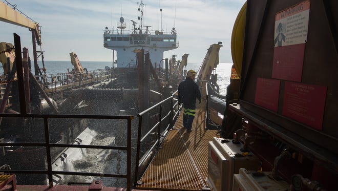 View of the deck on the Dodge Island dredger.
