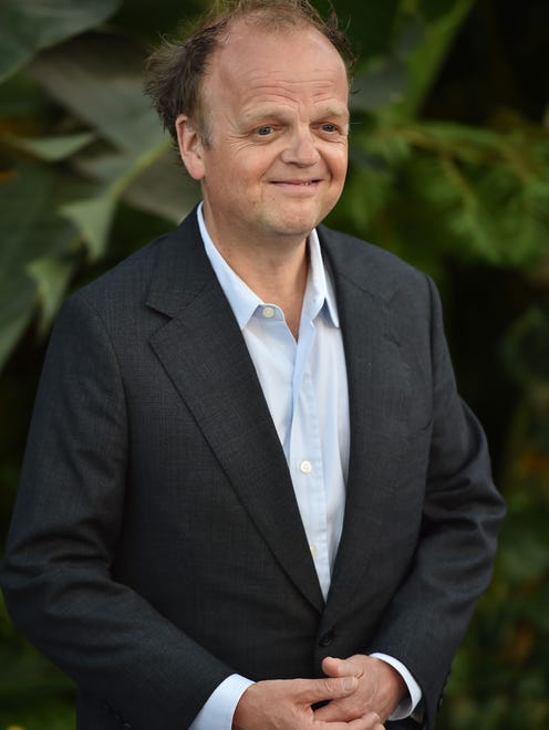 British actor Toby Jones is new to the "Jurassic" franchise and its red carpet, which was filled with a T. Rex and other prehistoric creatures.