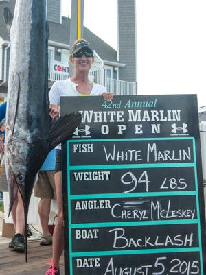 Cheryl McLeskey's 94-pound white marlin from 2015 was the third largest in tournament history.
