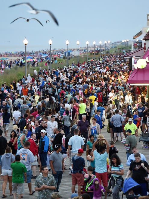 A huge crowd was on hand to view the pyrotechnics as the Annual Rehoboth Beach Fireworks were shot off on Sunday Evening July 3rd from the beach.