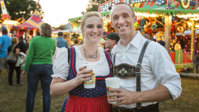 Amanda Pritz of Redding, Pennsylvania and Joe Ruff of Wilmington at Delaware Saengerbund 's Oktoberfest near Newark in 2013.