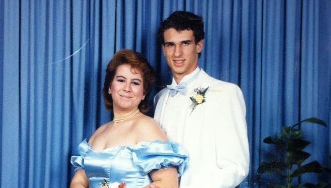 Michelle Simione with her now-husband of 20 years at the Sallies Senior Prom in 1987. The dance was held at Hotel DuPont