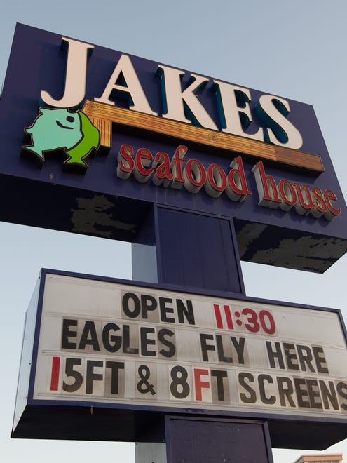 Jakes Seafood House sign in Rehoboth supporting the Philadelphia Eagles in Super Bowl LLI.