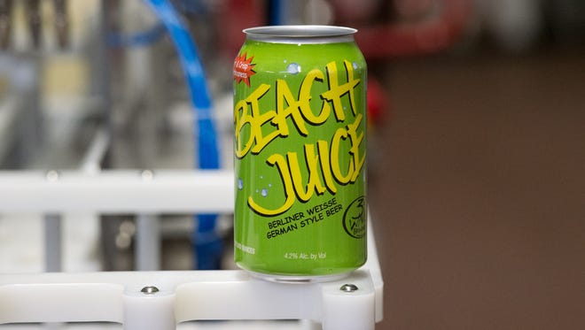 A close up view of 3rd Wave's Beach Juice Berliner Weisse.