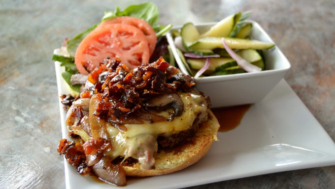 The bison burger from Rehoboth Ale House, served with homemade cucumber salad.