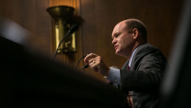 Sen. Chris Coons takes part in a Senate Judiciary Committee hearing on Sept. 20, 2016.