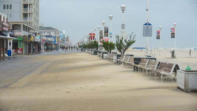 Tropical Storm Hermine is brining the Ocean City boardwalk strong winds and large waves. During this Labor day weekend, Sept. 3, 2016.
