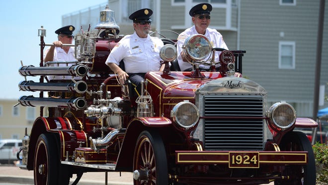 Berlin Fire Company riding the 1924 Fire Truck during the 2017 Maryland Fireman Association Parade held in Ocean City on Wednesday, June 21, 2017.