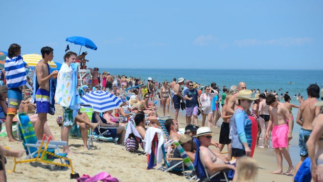 The beaches in Bethany Beach, DE. are full of swimmers and vacationers during the holiday week on July 3, 2017.
