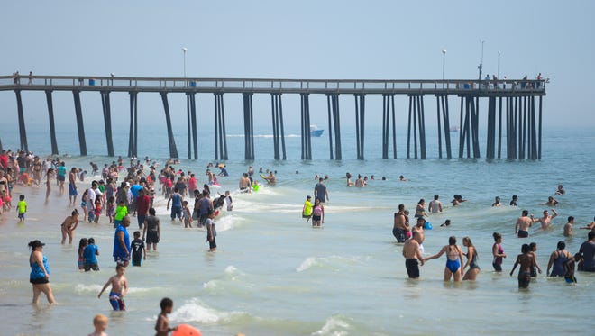 The Ocean City Beaches are full of swimmers and vacationers during the holiday week in Ocean City, Md. on July 3, 2017.