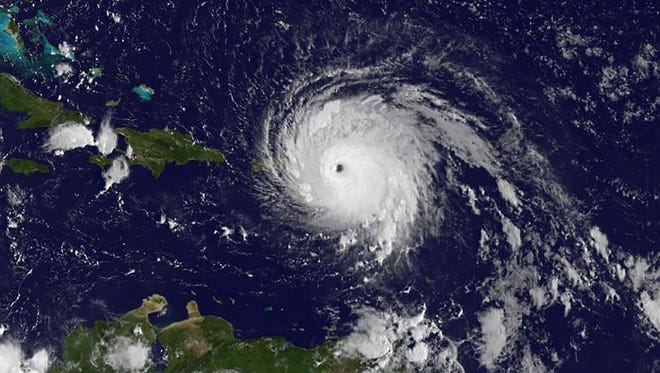Satellite image obtained from NASA's GOES Project shows Hurricane Irma at 1145 UTC on Wednesday.