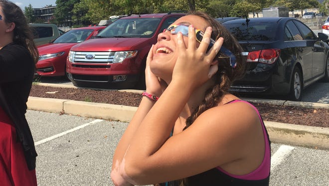 Megan Desantos was in awe of the eclipse at the Worcester County Library in Ocean City on Monday, Aug. 21.