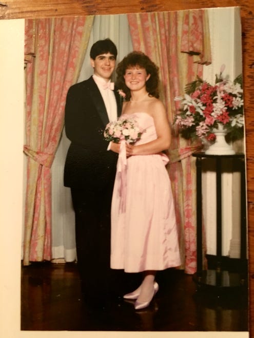 Brandon Gentry and Kristin Struck Marchiani dressed up for Concord High School's 1988 prom.