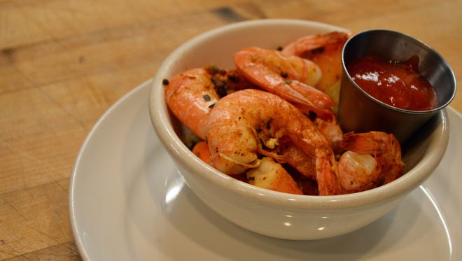 Steamed shrimp served at Henelopen City Oyster House.