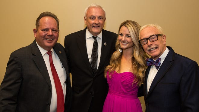 From left, delegate Charles Otto, Maryland State Senator Jim Mathias, Jayme Hayes and William Hyle at the Sensational Sesquicentennial gala at Salisbury University on Saturday, Sept. 16, 2017.
