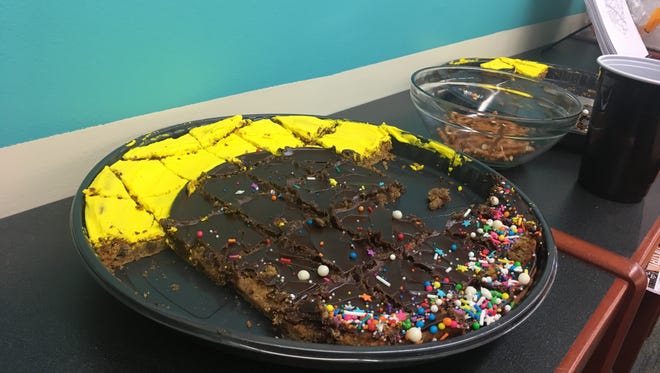 As part of its eclipse party, the Worvester County Library made a brownie in the shape of an eclipse in Ocean City on Monday, Aug. 21.