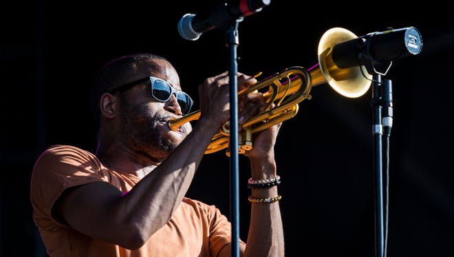 Trombone Shorty & Orleans Avenue perform on the Backyard Stage at the Firefly Music Festival in Dover on Sunday evening.