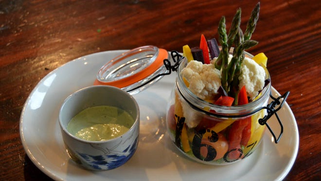 One of the restaurant's more popular dishes; the raw veggies served green goddess dressing at the Dewey Beach Club.