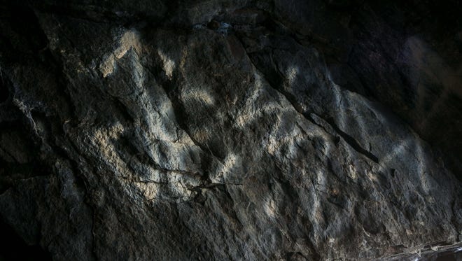 Graffiti inside Beaver Valley Cave, Delaware's only cave, which sits just 100 feet from the Pennsylvania border. The small cave extends just 56 feet to its furthest reach.