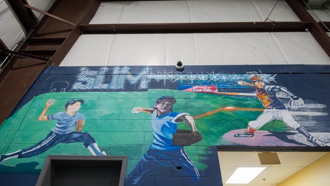View of the mural dedicated to Slim's Sport Complex owner Steve Duncan's brother who's nicknamed was Slim.