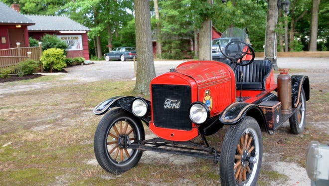 1925 Ford Model T fire truck, in front of Dickens Parlour Theatre in Millville.