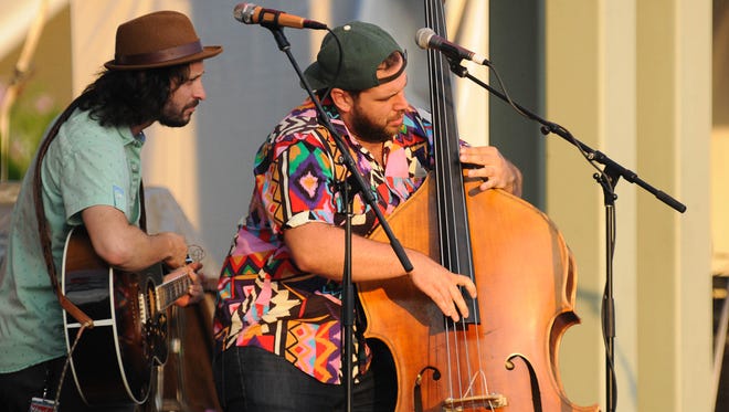 Jamie Kent and his bass player Rhees Williams perform at the Freeman Stage on Wednesday.