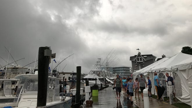 It was a light day at the weigh-in at Harbour Island Marina as stormy weather put a damper on the first day of competition at the White Marlin Open.